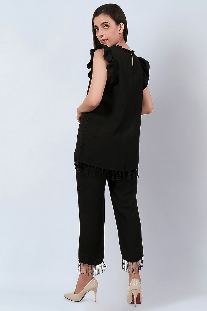 Black Viscose Linen Co-Ord Set by First Resort by Ramola Bachchan at Pernia's Pop Up Shop