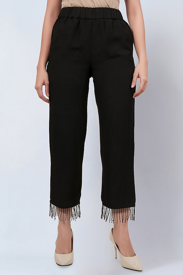 Black Viscose Linen Co-Ord Set by First Resort by Ramola Bachchan at Pernia's Pop Up Shop