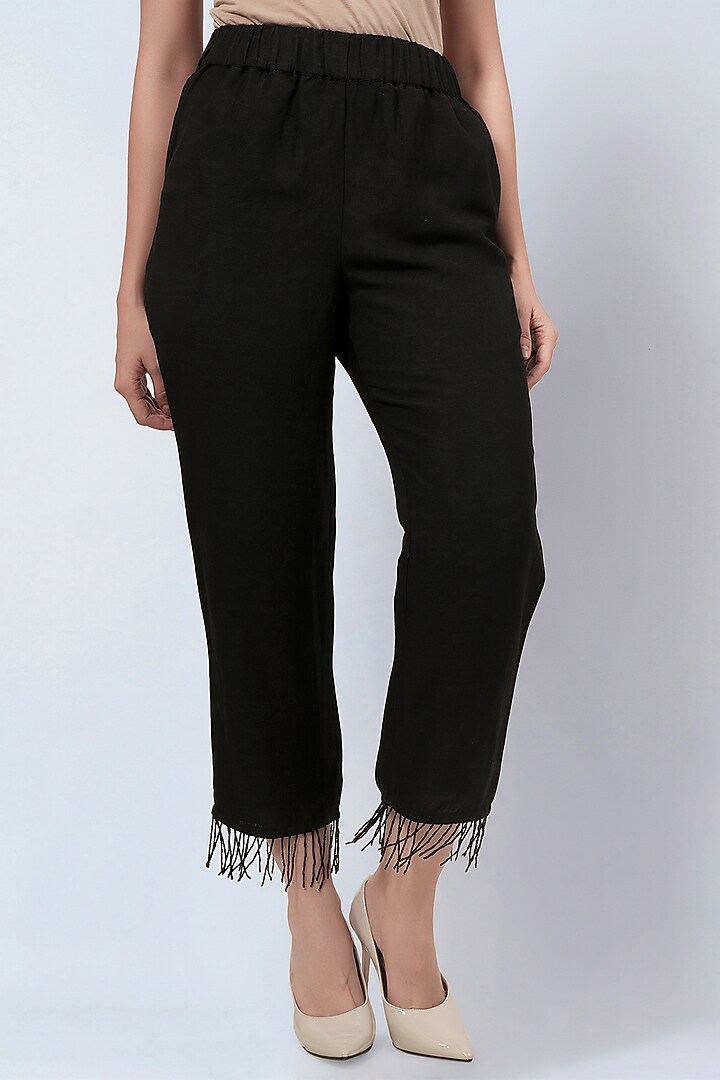 Black Viscose Linen Co-Ord Set by First Resort by Ramola Bachchan at Pernia's Pop Up Shop