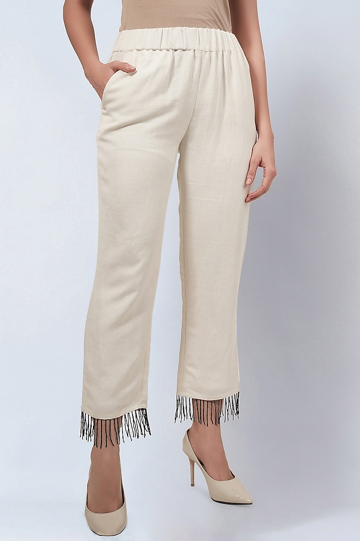 Off-White Viscose Linen Co-Ord Set by First Resort by Ramola Bachchan at Pernia's Pop Up Shop