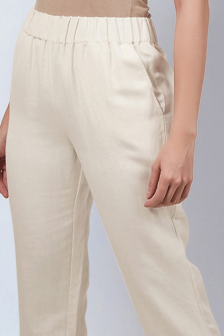 Off-White Viscose Linen Co-Ord Set by First Resort by Ramola Bachchan at Pernia's Pop Up Shop