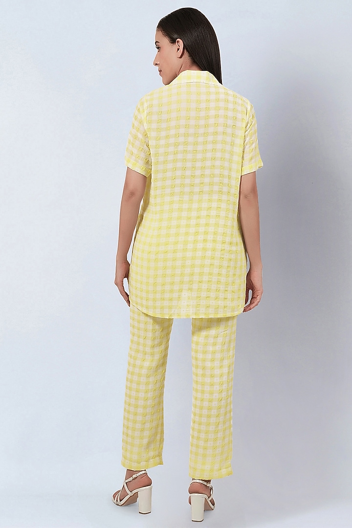 Yellow Polyester Georgette Checkered Co-Ord Set by First Resort by Ramola Bachchan at Pernia's Pop Up Shop