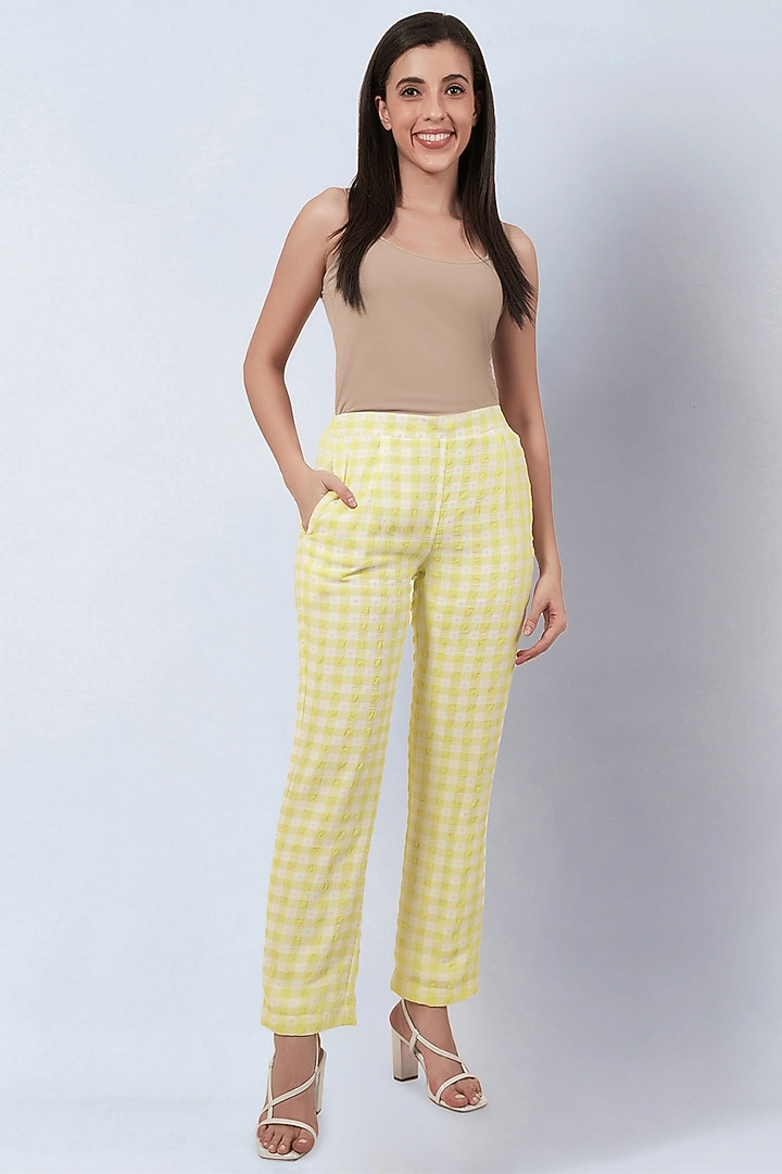 Yellow Polyester Georgette Checkered Co-Ord Set by First Resort by Ramola Bachchan at Pernia's Pop Up Shop