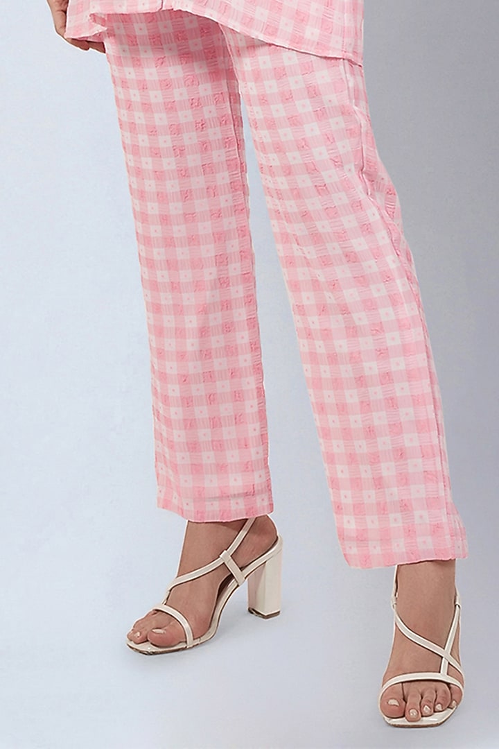 Pink Polyester Georgette Checkered Co-Ord Set by First Resort by Ramola Bachchan at Pernia's Pop Up Shop