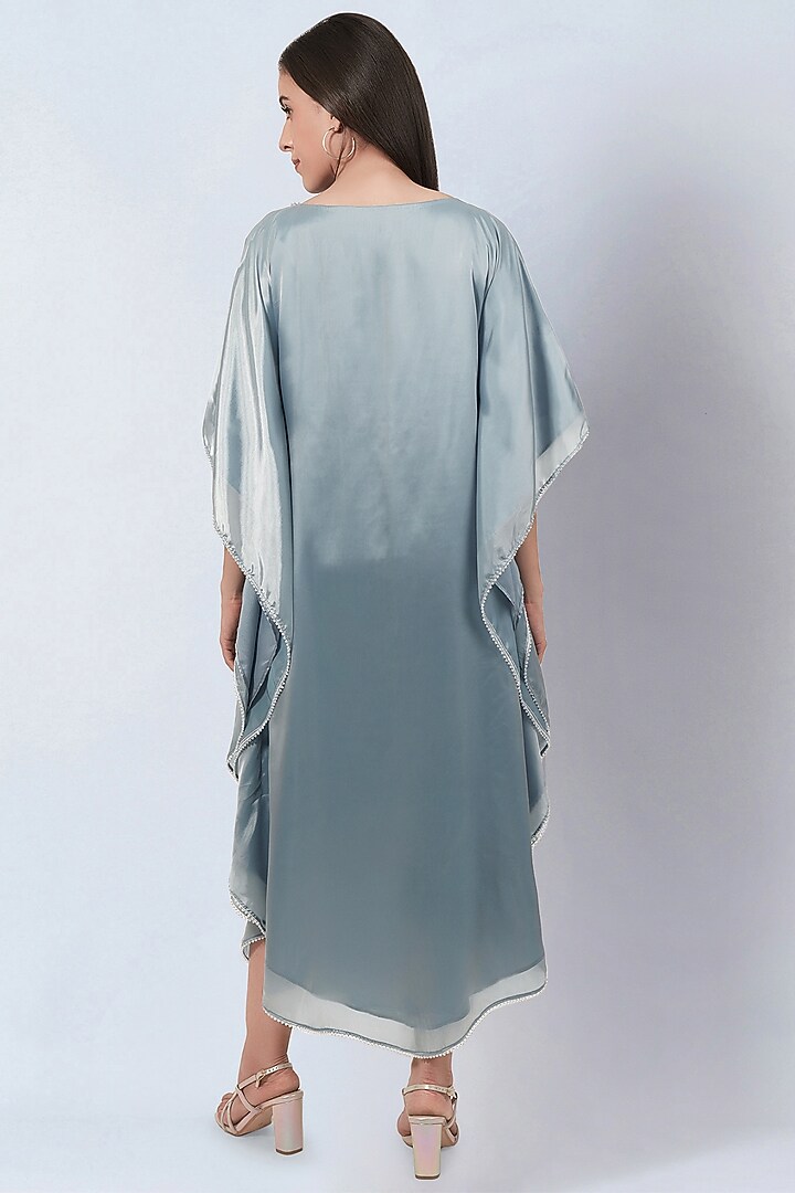 Blue Polyester Organza Crystal Embroidered Kaftan by First Resort by Ramola Bachchan at Pernia's Pop Up Shop