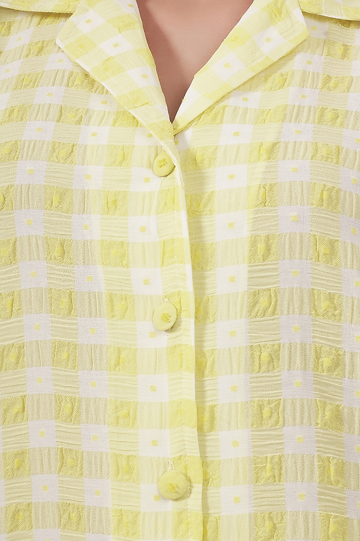 Yellow Polyester Georgette Checkered Shirt by First Resort by Ramola Bachchan at Pernia's Pop Up Shop