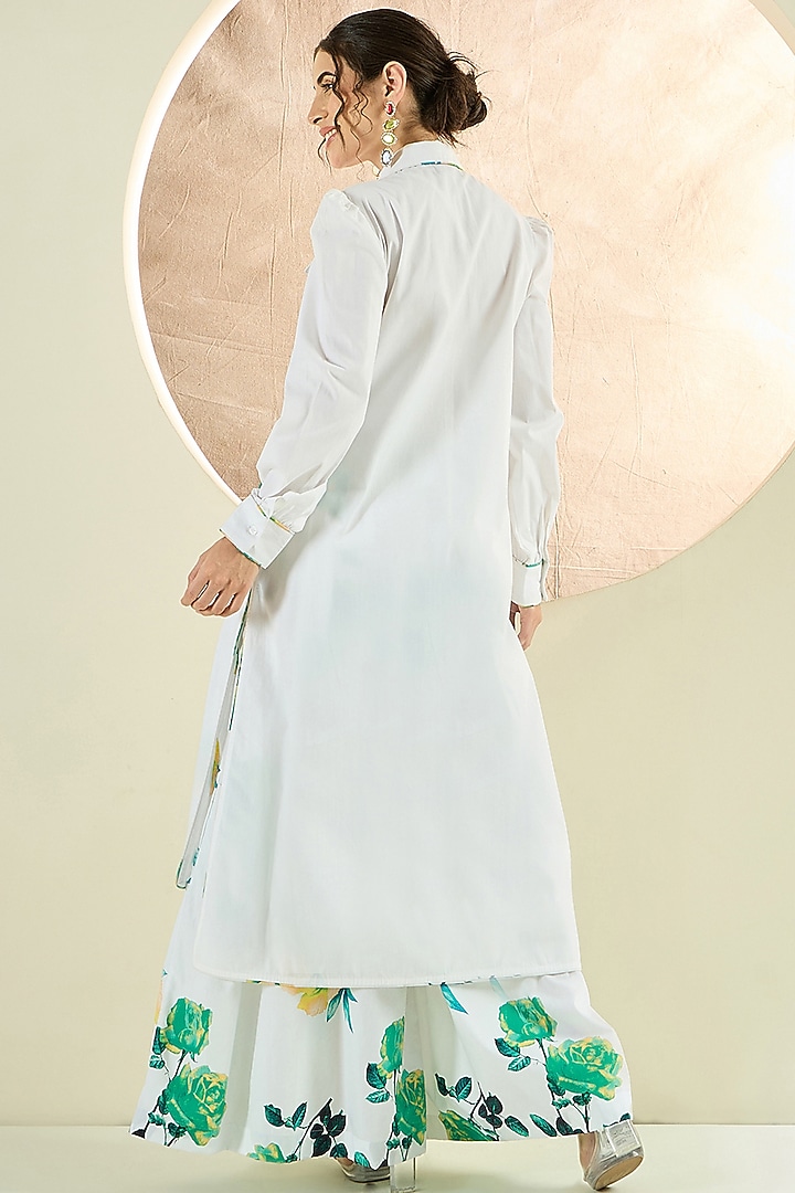 White Cotton Poplin Jacket Set by First Resort by Ramola Bachchan at Pernia's Pop Up Shop