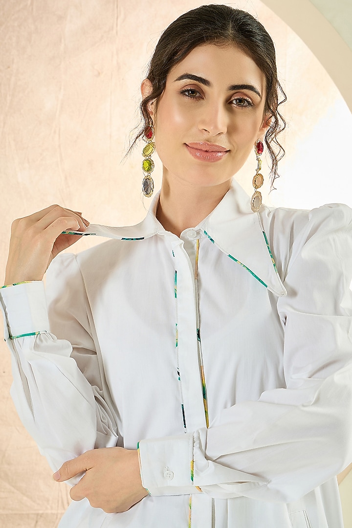 White Cotton Poplin Jacket Set by First Resort by Ramola Bachchan at Pernia's Pop Up Shop