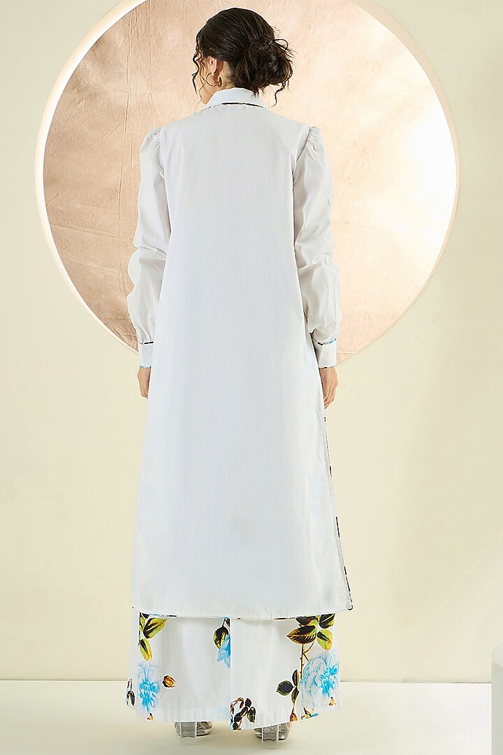 White Cotton Poplin Jacket Set by First Resort by Ramola Bachchan at Pernia's Pop Up Shop