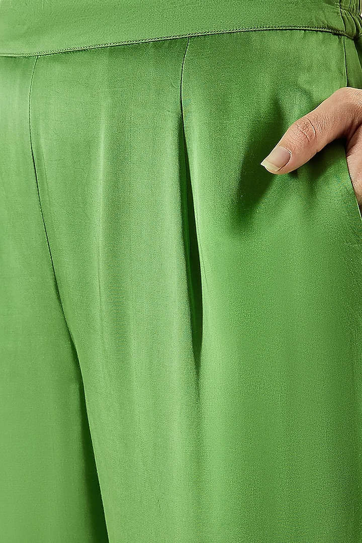Avocado Green Ombre Bemberg Modal Satin Co-Ord Set by First Resort by Ramola Bachchan at Pernia's Pop Up Shop