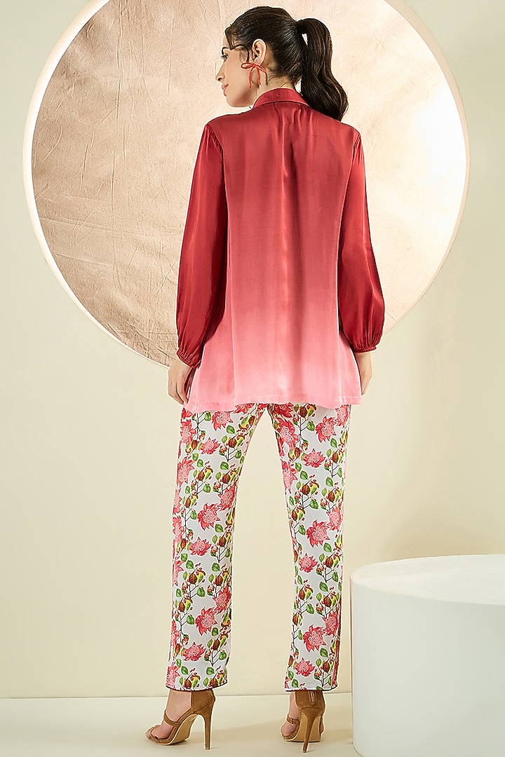 Rust Red Ombre Bemberg Modal Satin Co-Ord Set by First Resort by Ramola Bachchan at Pernia's Pop Up Shop