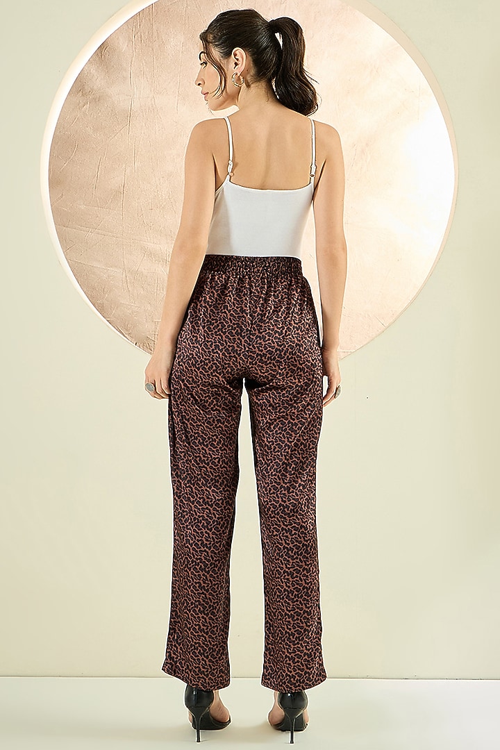 Brown Polyester Satin Animal Printed Co-Ord Set by First Resort by Ramola Bachchan at Pernia's Pop Up Shop