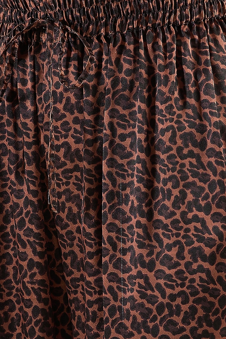 Brown Polyester Satin Animal Printed Co-Ord Set by First Resort by Ramola Bachchan at Pernia's Pop Up Shop
