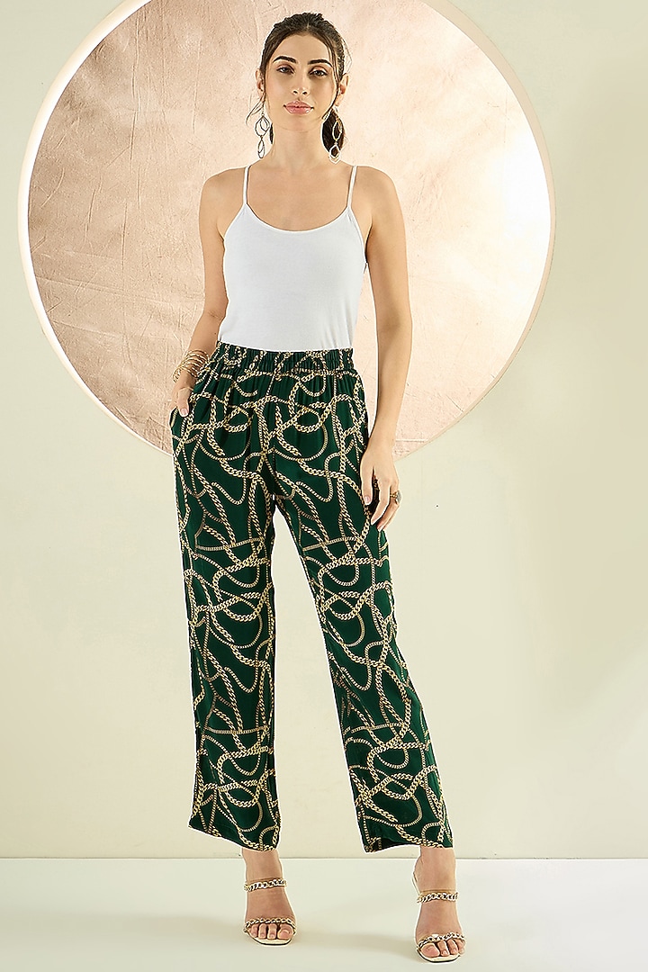 Forset Green Viscose Crepe Chain Printed Co-Ord Set by First Resort by Ramola Bachchan at Pernia's Pop Up Shop