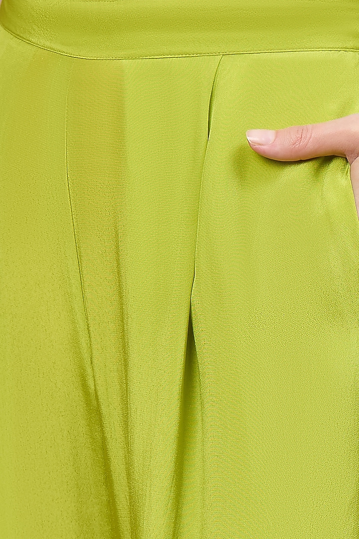 Lime Green Viscose Crepe Tropical Printed Co-ord Set by First Resort by Ramola Bachchan at Pernia's Pop Up Shop