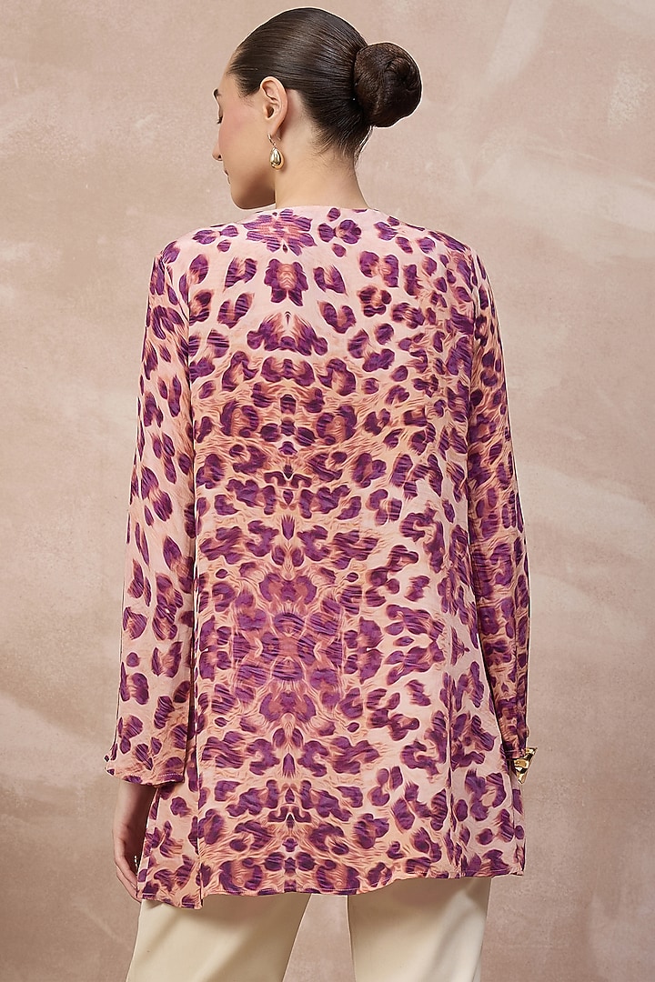Pink Viscose Crepe Animal Printed Top by First Resort by Ramola Bachchan at Pernia's Pop Up Shop