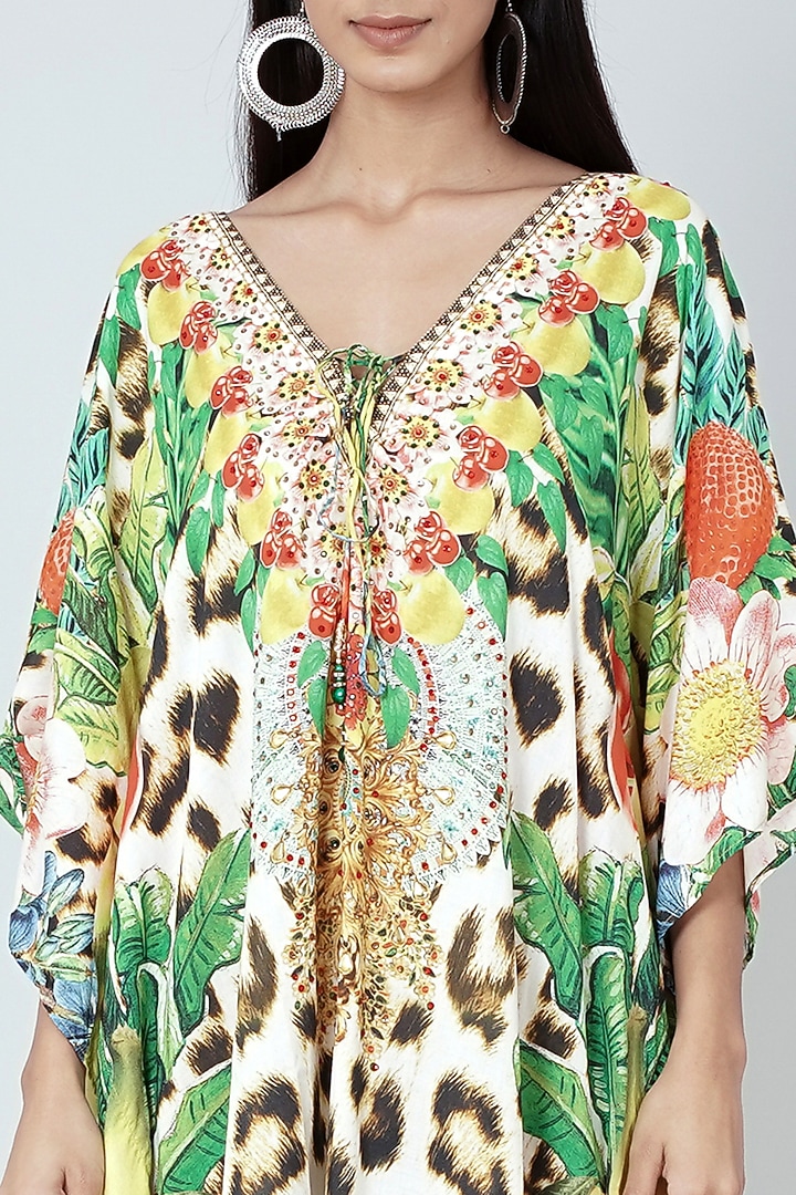 Multi-Colored Fruit Printed Kaftan by First Resort by Ramola Bachchan at Pernia's Pop Up Shop
