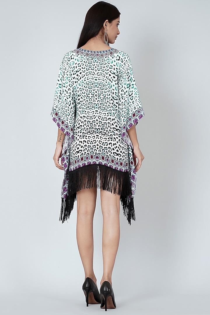 White Animal Printed Kaftan by First Resort by Ramola Bachchan at Pernia's Pop Up Shop