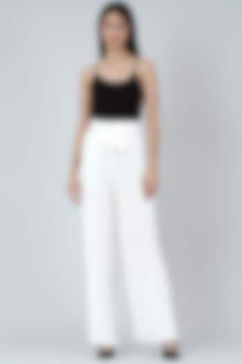 White Pleated Palazzo Pants by First Resort by Ramola Bachchan