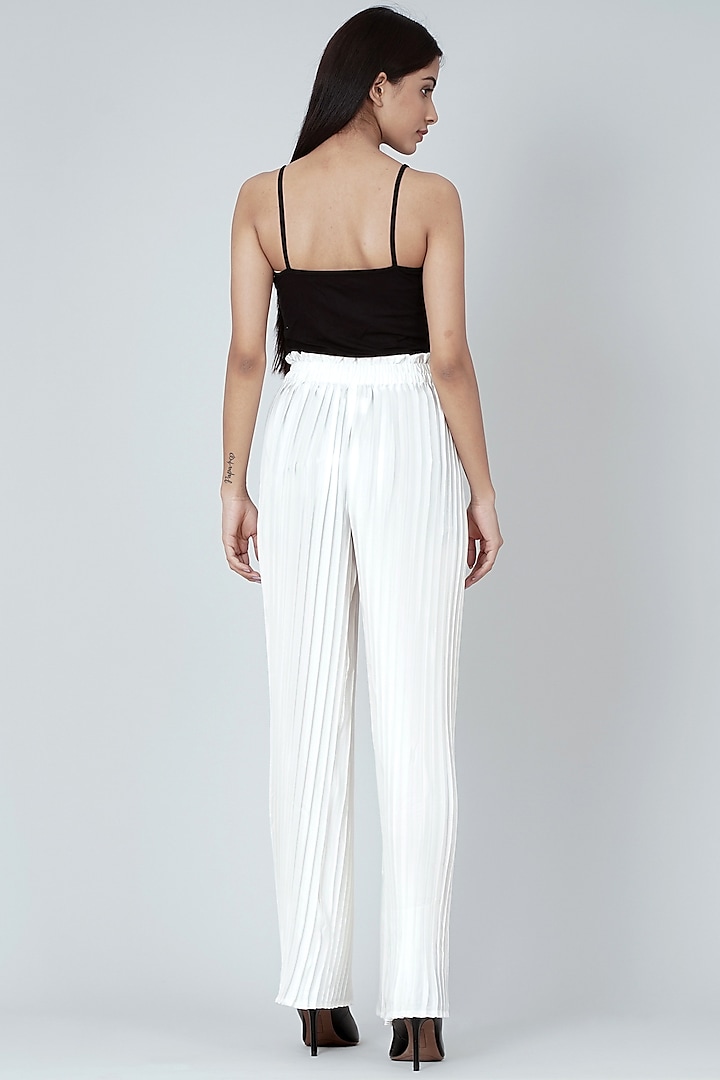 Off-White Pleated Pants Design by Originate at Pernia's Pop Up Shop 2024