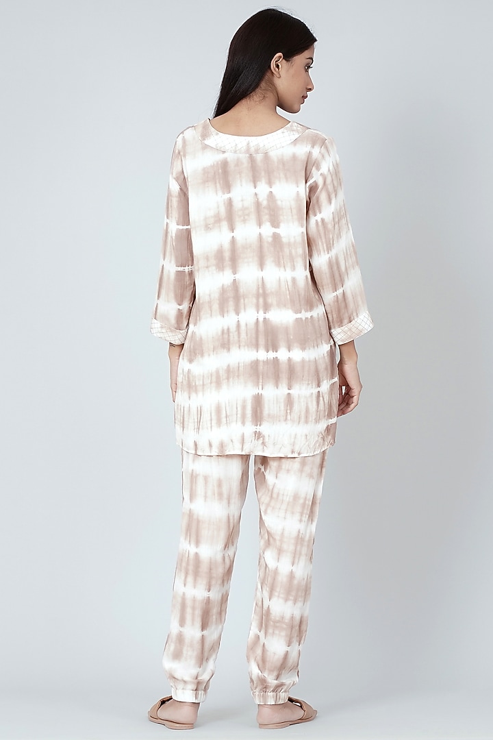 Nude & White Tie-Dye Co-Ord Set by First Resort by Ramola Bachchan at Pernia's Pop Up Shop