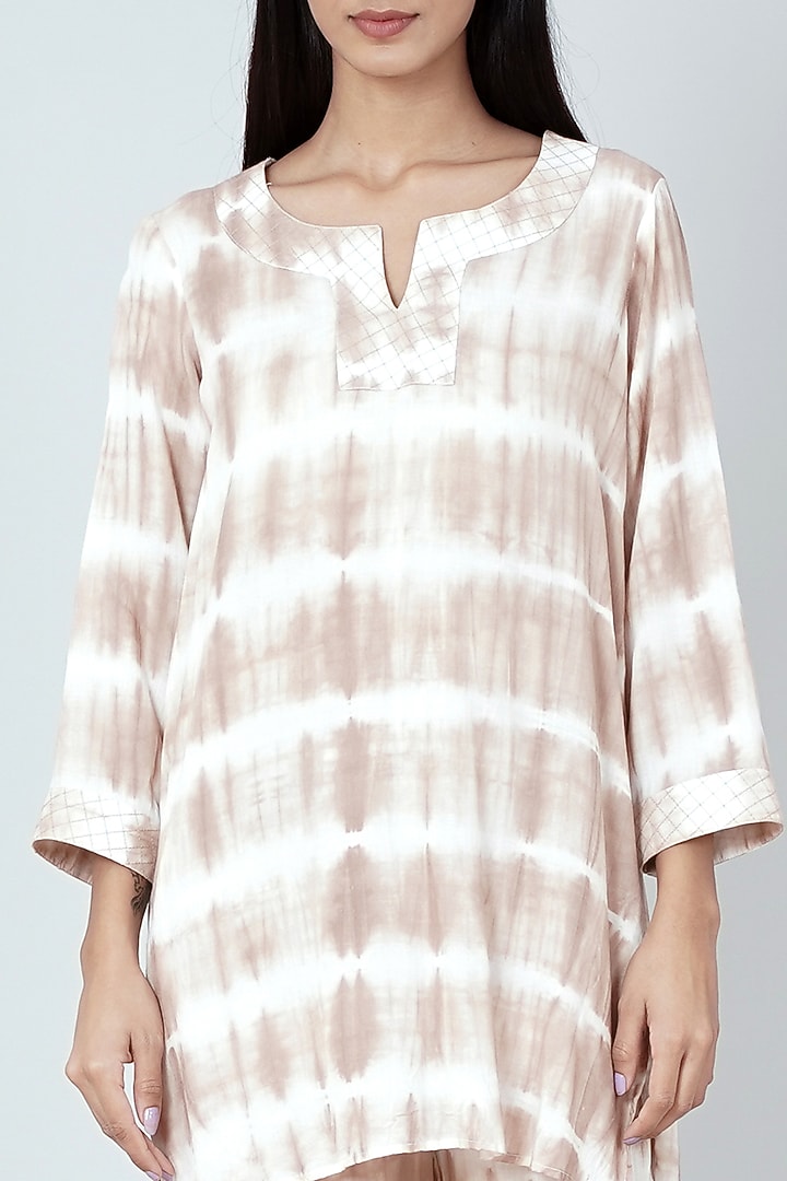 Nude & White Tie-Dye Co-Ord Set by First Resort by Ramola Bachchan at Pernia's Pop Up Shop