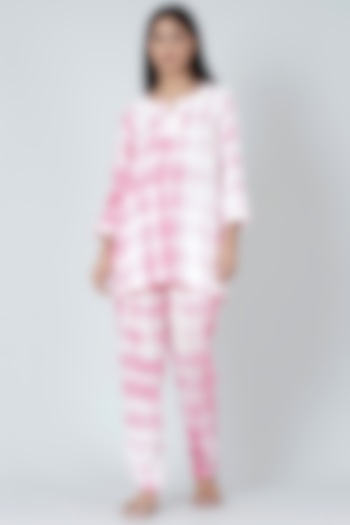 Blush Pink & White Tie-Dye Co-Ord Set by First Resort by Ramola Bachchan