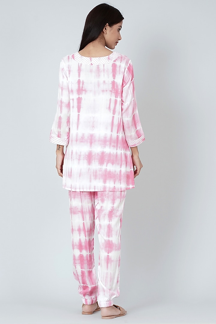Blush Pink & White Tie-Dye Co-Ord Set by First Resort by Ramola Bachchan at Pernia's Pop Up Shop