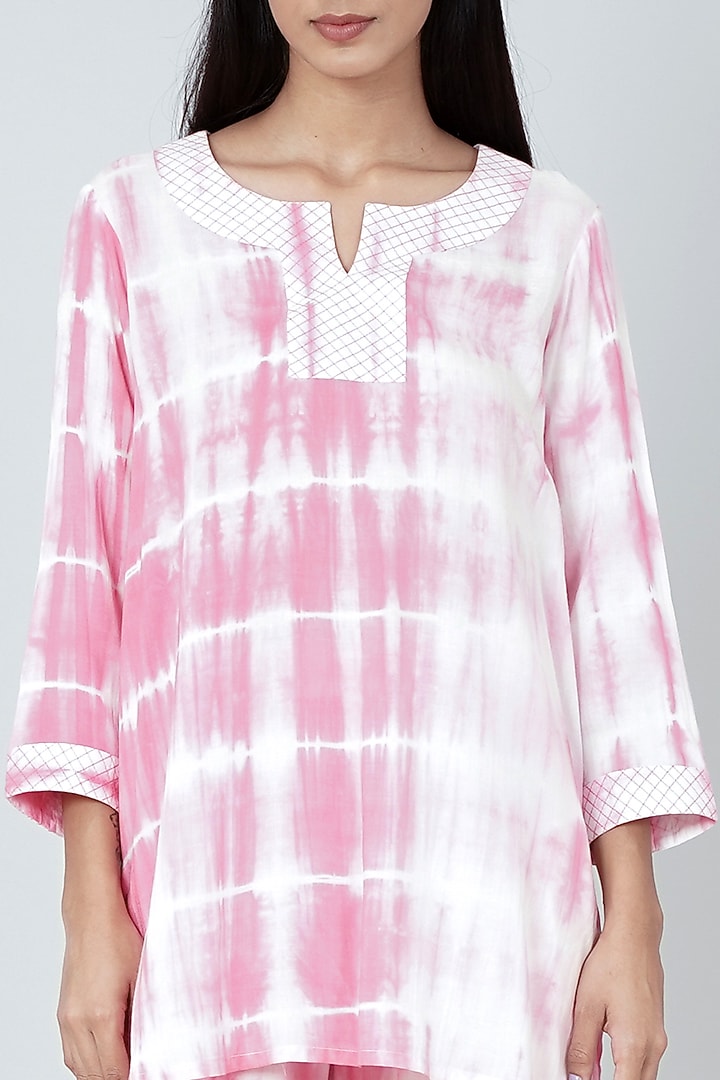 Blush Pink & White Tie-Dye Co-Ord Set by First Resort by Ramola Bachchan at Pernia's Pop Up Shop