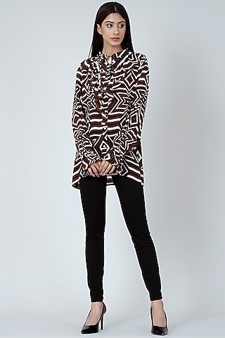 Brown Geometric Printed Shirt by First Resort by Ramola Bachchan