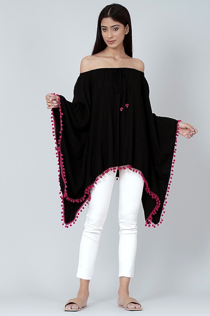 Black Off-Shoulder Poncho by First Resort by Ramola Bachchan at Pernia's Pop Up Shop