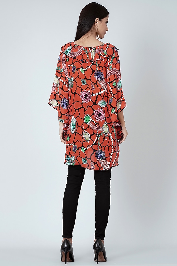 Orange Printed Apple Cut Top by First Resort by Ramola Bachchan at Pernia's Pop Up Shop
