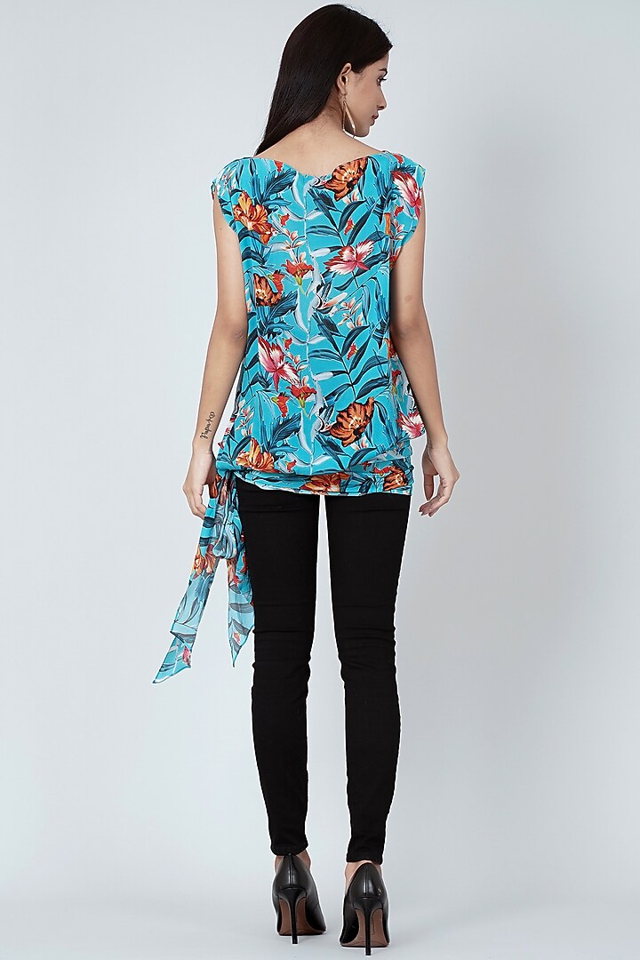 Sky Blue Printed Top by First Resort by Ramola Bachchan at Pernia's Pop Up Shop