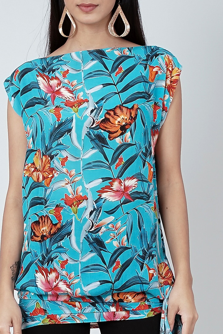 Sky Blue Printed Top by First Resort by Ramola Bachchan at Pernia's Pop Up Shop