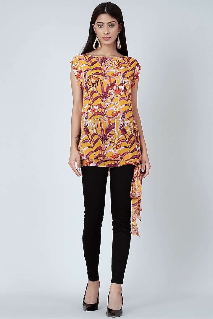Yellow Printed Top by First Resort by Ramola Bachchan