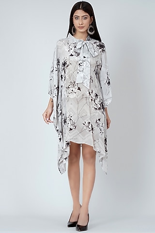 Grey & Black Printed Dress by First Resort by Ramola Bachchan