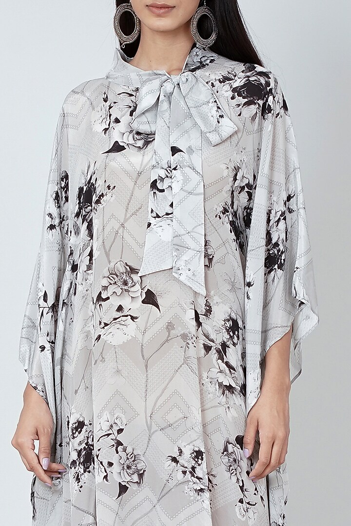 Grey & Black Printed Summer Dress by First Resort by Ramola Bachchan at Pernia's Pop Up Shop