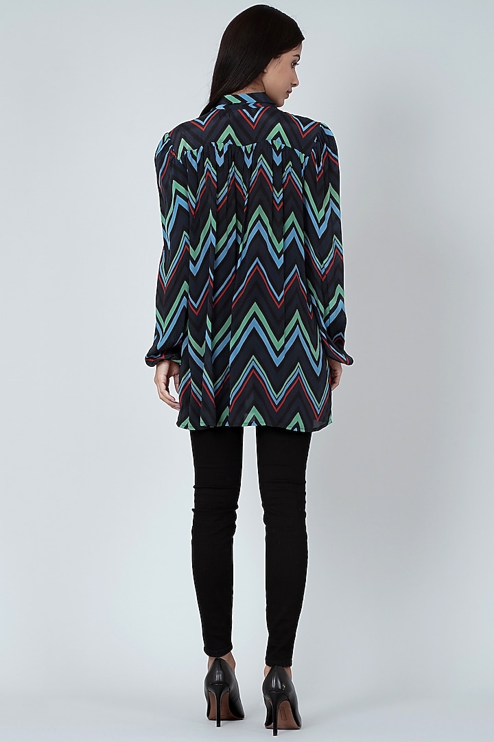 Black & Green Printed Top by First Resort by Ramola Bachchan at Pernia's Pop Up Shop