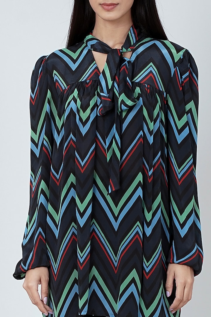 Black & Green Printed Top by First Resort by Ramola Bachchan at Pernia's Pop Up Shop