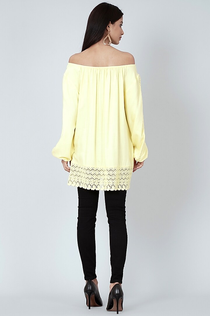 Yellow Viscose Rayon Peasant Top by First Resort by Ramola Bachchan at Pernia's Pop Up Shop