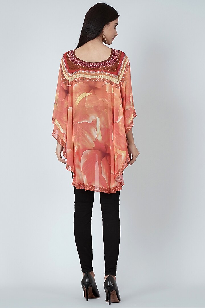 Orange Floral Printed Short Tunic by First Resort by Ramola Bachchan at Pernia's Pop Up Shop