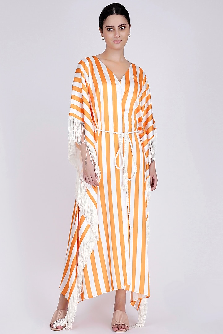 Orange Printed Cover-Up by First Resort by Ramola Bachchan at Pernia's Pop Up Shop