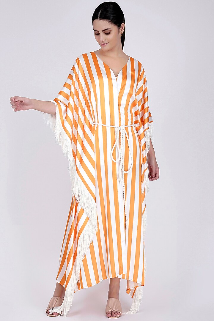 Orange Printed Cover-Up by First Resort by Ramola Bachchan at Pernia's Pop Up Shop