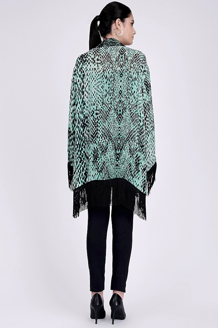 Green Printed Kimono Cover-Up by First Resort by Ramola Bachchan at Pernia's Pop Up Shop