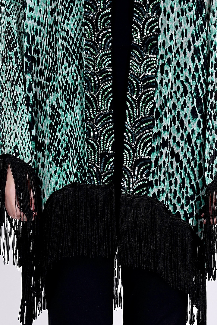 Green Printed Kimono Cover-Up by First Resort by Ramola Bachchan at Pernia's Pop Up Shop