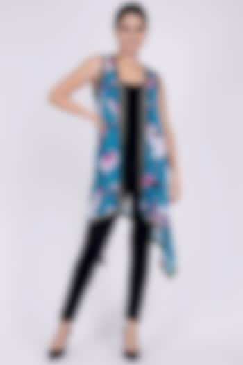 Blue Printed Shrug by First Resort by Ramola Bachchan at Pernia's Pop Up Shop