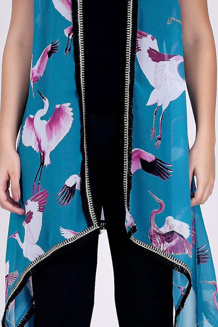 Blue Printed Shrug by First Resort by Ramola Bachchan at Pernia's Pop Up Shop