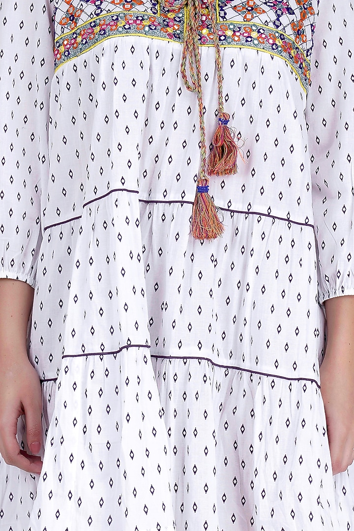 White Printed Summer Dress by First Resort by Ramola Bachchan at Pernia's Pop Up Shop