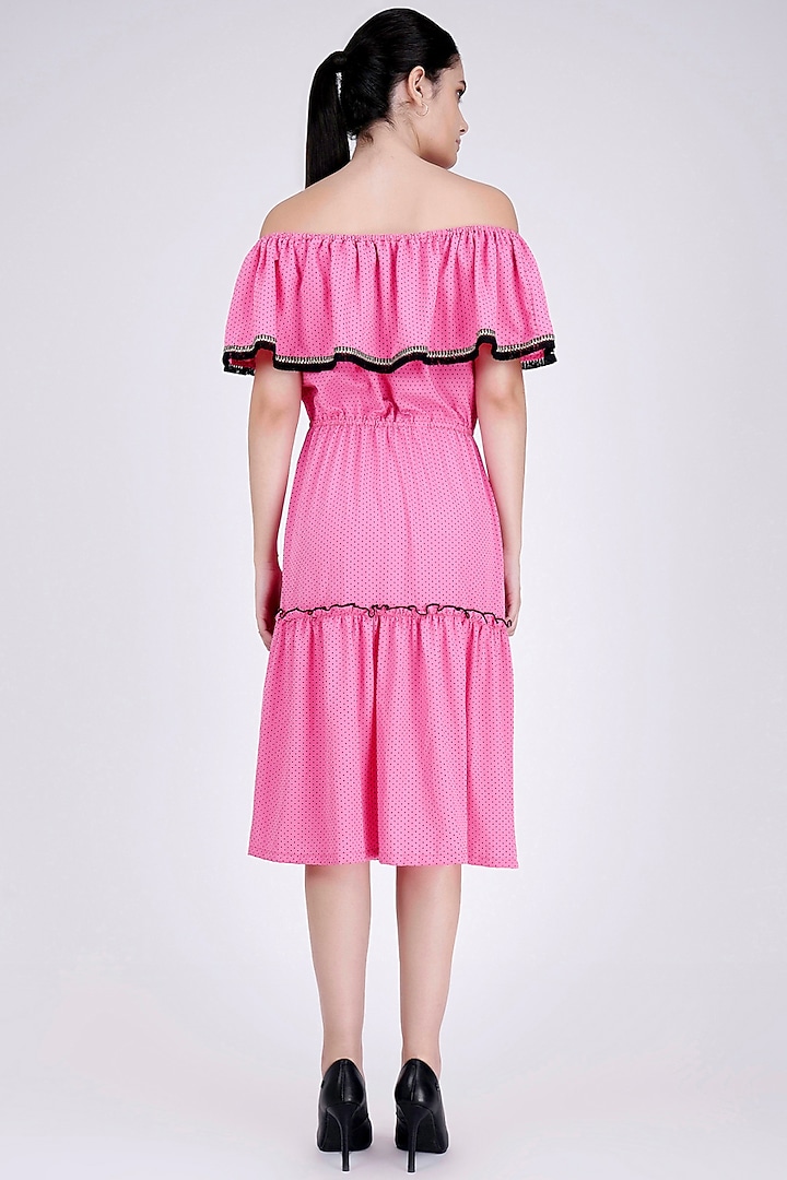 Pink Printed Off-Shoulder Summer Dress by First Resort by Ramola Bachchan at Pernia's Pop Up Shop