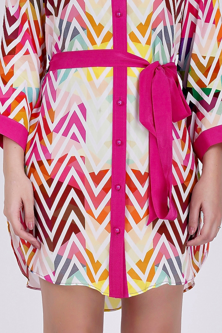 Pink & White Printed Summer Shirt Dress by First Resort by Ramola Bachchan at Pernia's Pop Up Shop